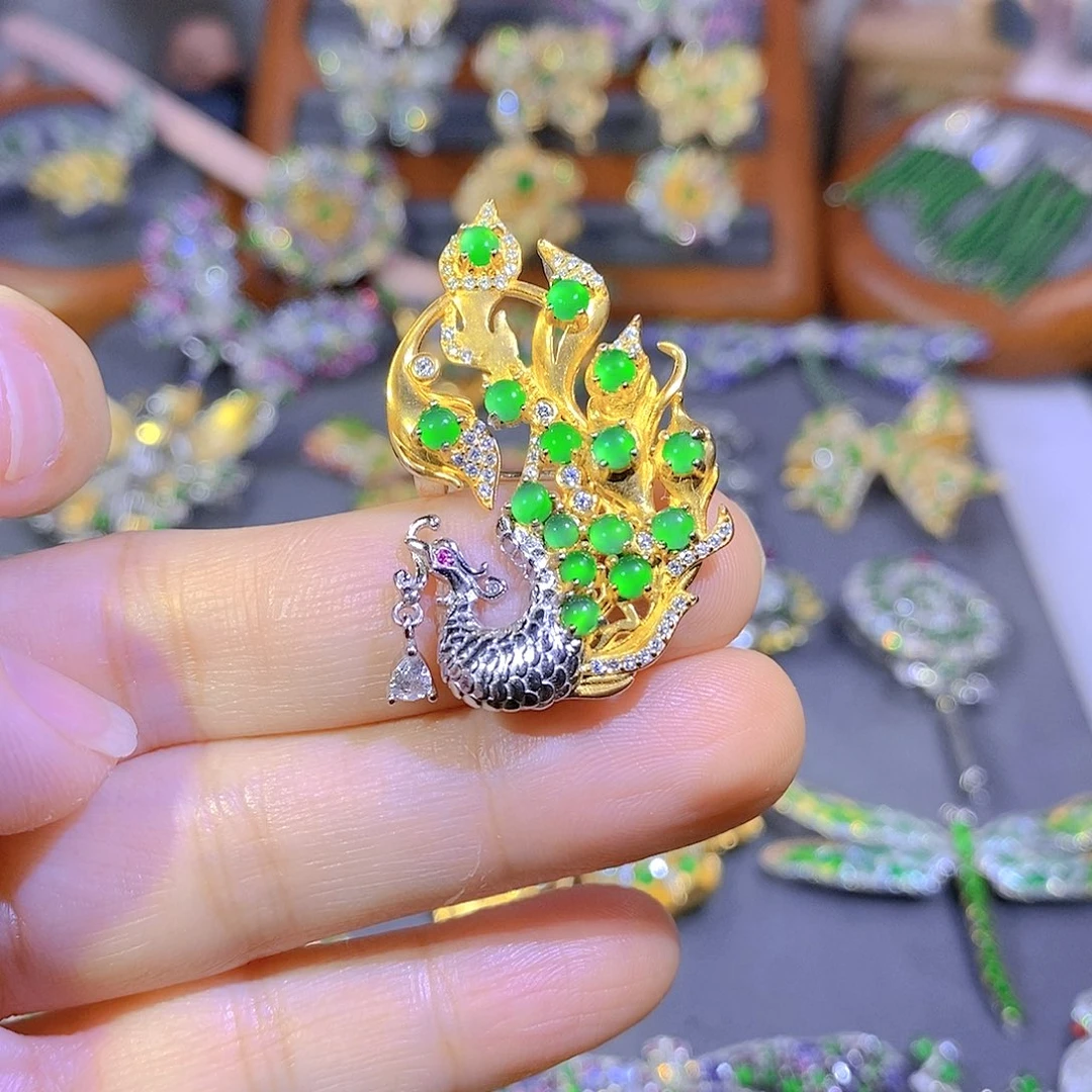 颈饰银S925镶嵌翡翠