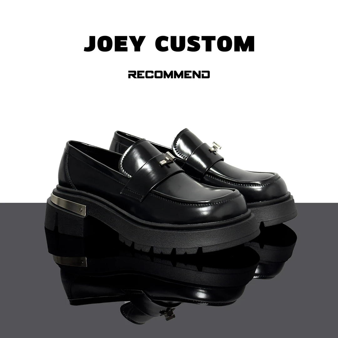 JOEY | 早秋新品黑色金属扣小皮鞋女一脚蹬乐福鞋  8096-2