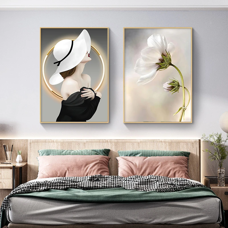 富贵女郎新款卧室床头主卧房间挂画客厅餐厅墙面画高级感壁画