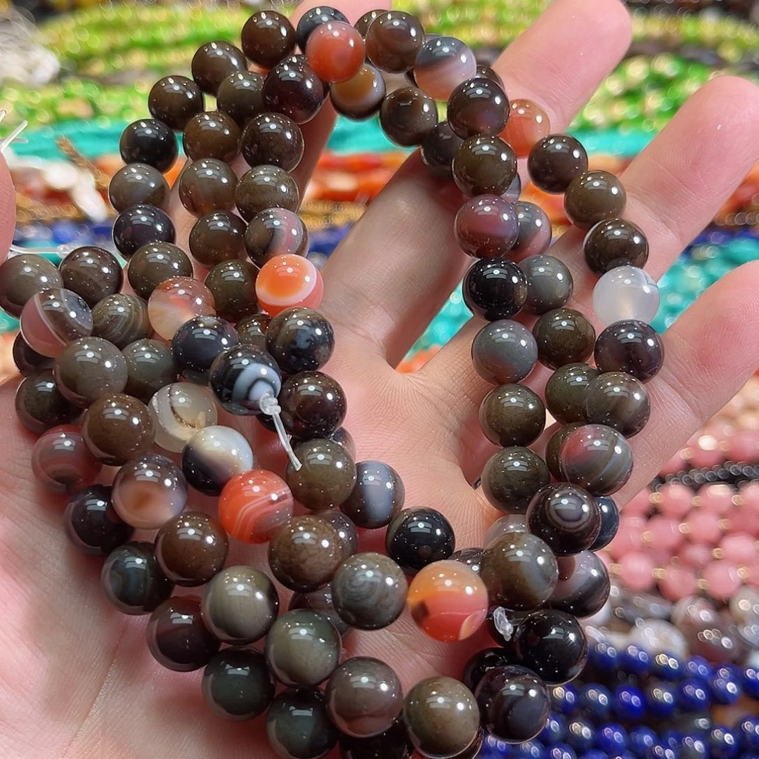 玛瑙/玉髓合金珠宝半成品卡布诺一条10mm