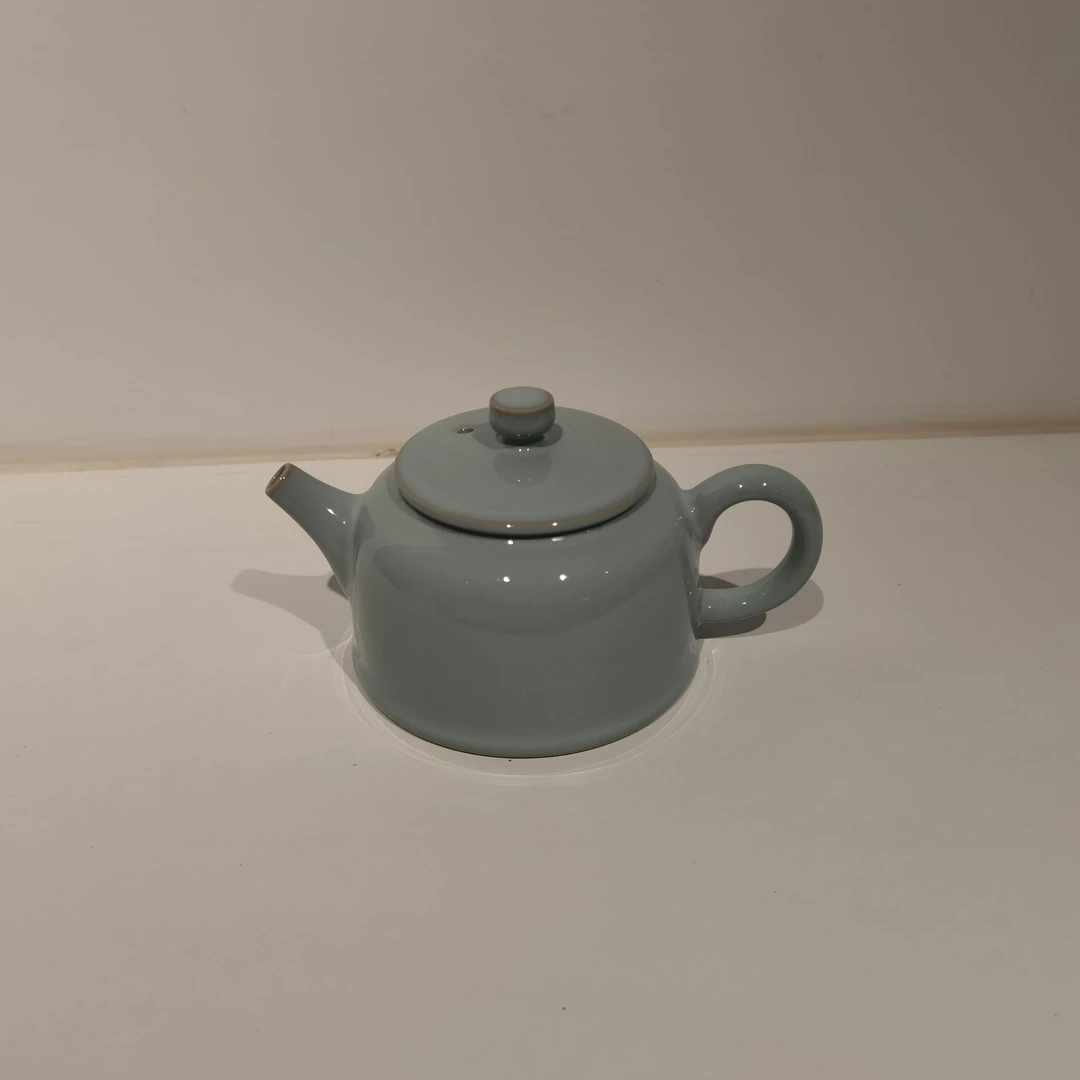 汝山明丨李可明作品-T天青釉支钉烧德钟壶 