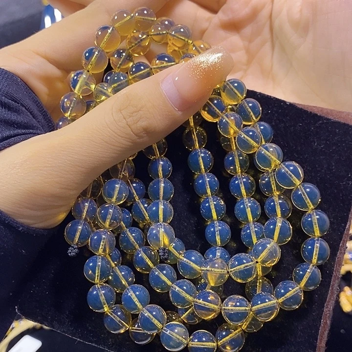 蓝珀未镶嵌珠宝奇石墨西哥蓝珀佛珠8