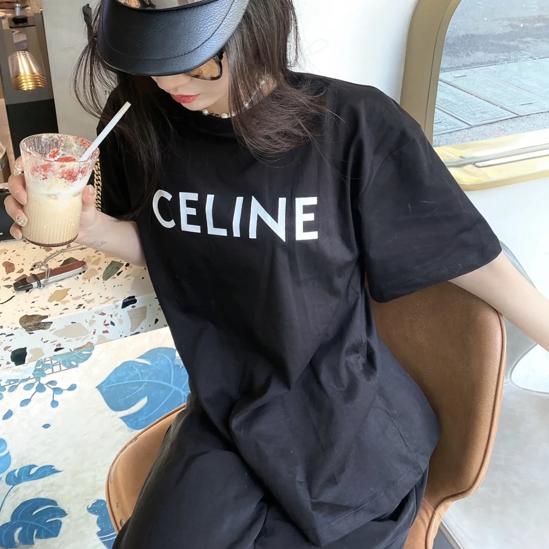 95新 Celine/思琳 字母印花圆领短袖/A0984