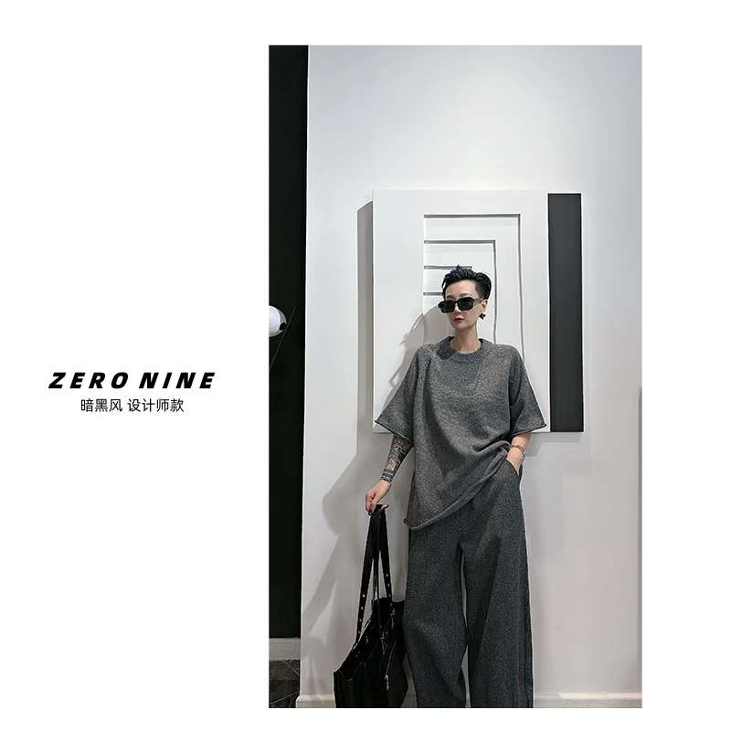 Dan Dan 春秋新款短袖彩点纱线毛衣女