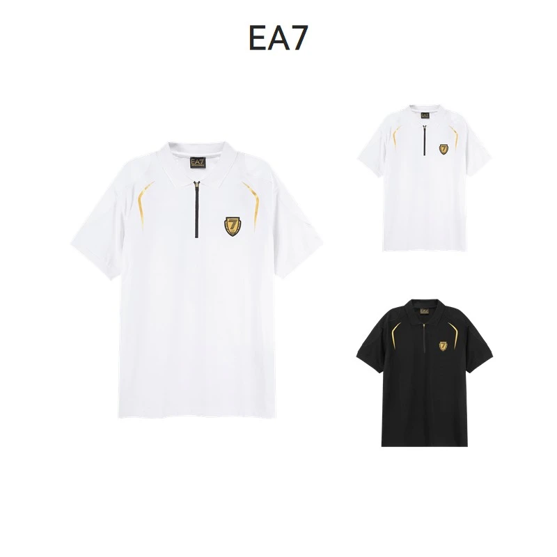 EA7阿玛尼Armani 男士半拉链短袖POLO衫 3RPF62 PJL2Z