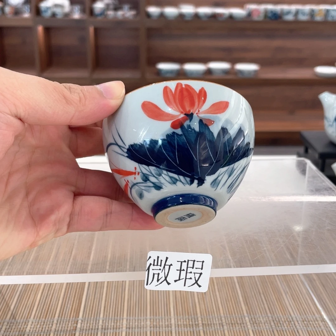 釉下手绘茶具微瑕