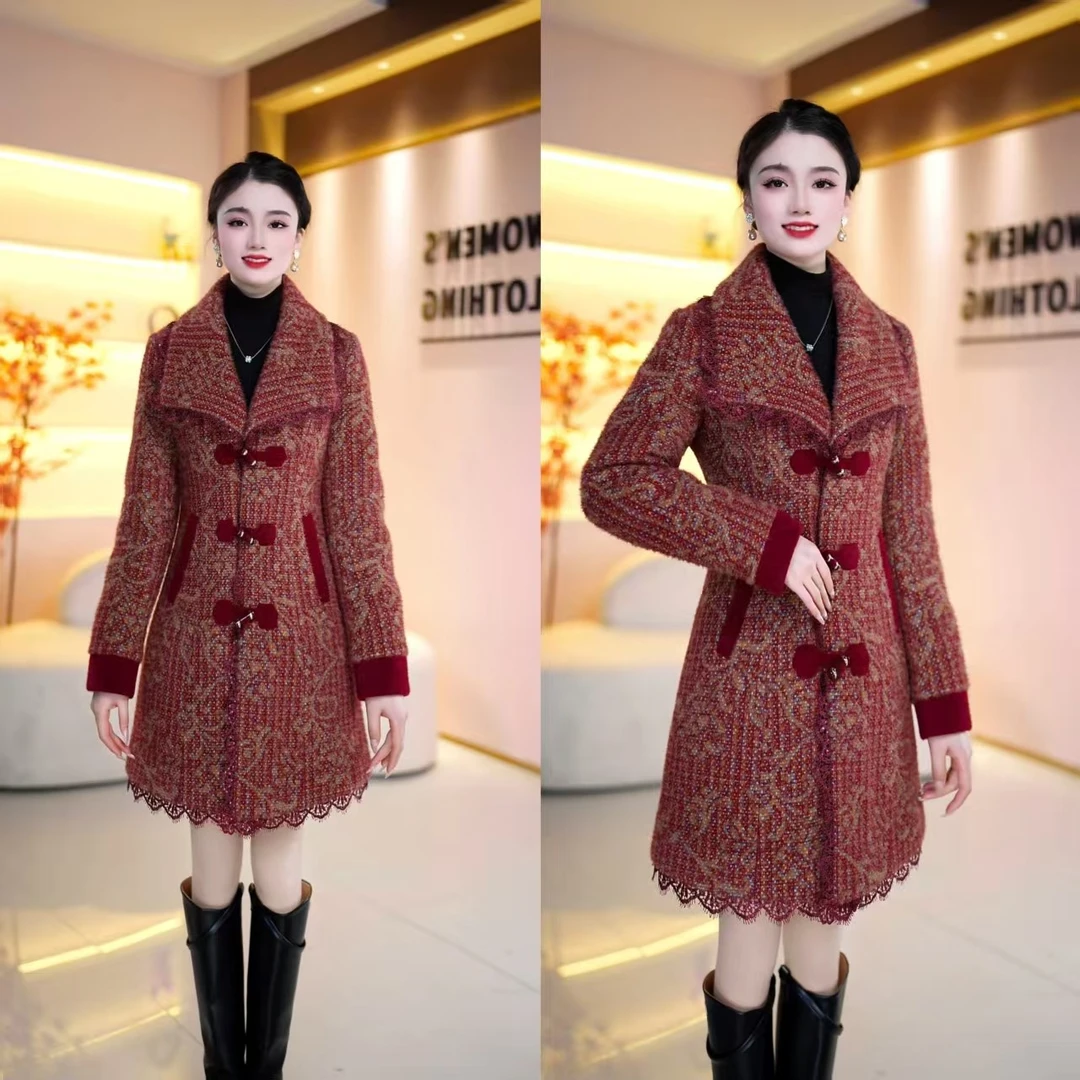 【丹思俪】白鸭绒羽绒服新中式女款盘扣提花气质显瘦百搭外套女5005