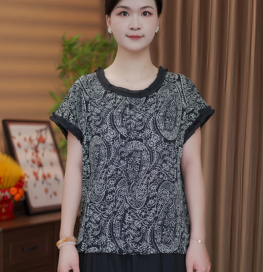 2025新款时尚洋气百搭减龄气质女设计感短袖显瘦T恤上衣夏季圆领
