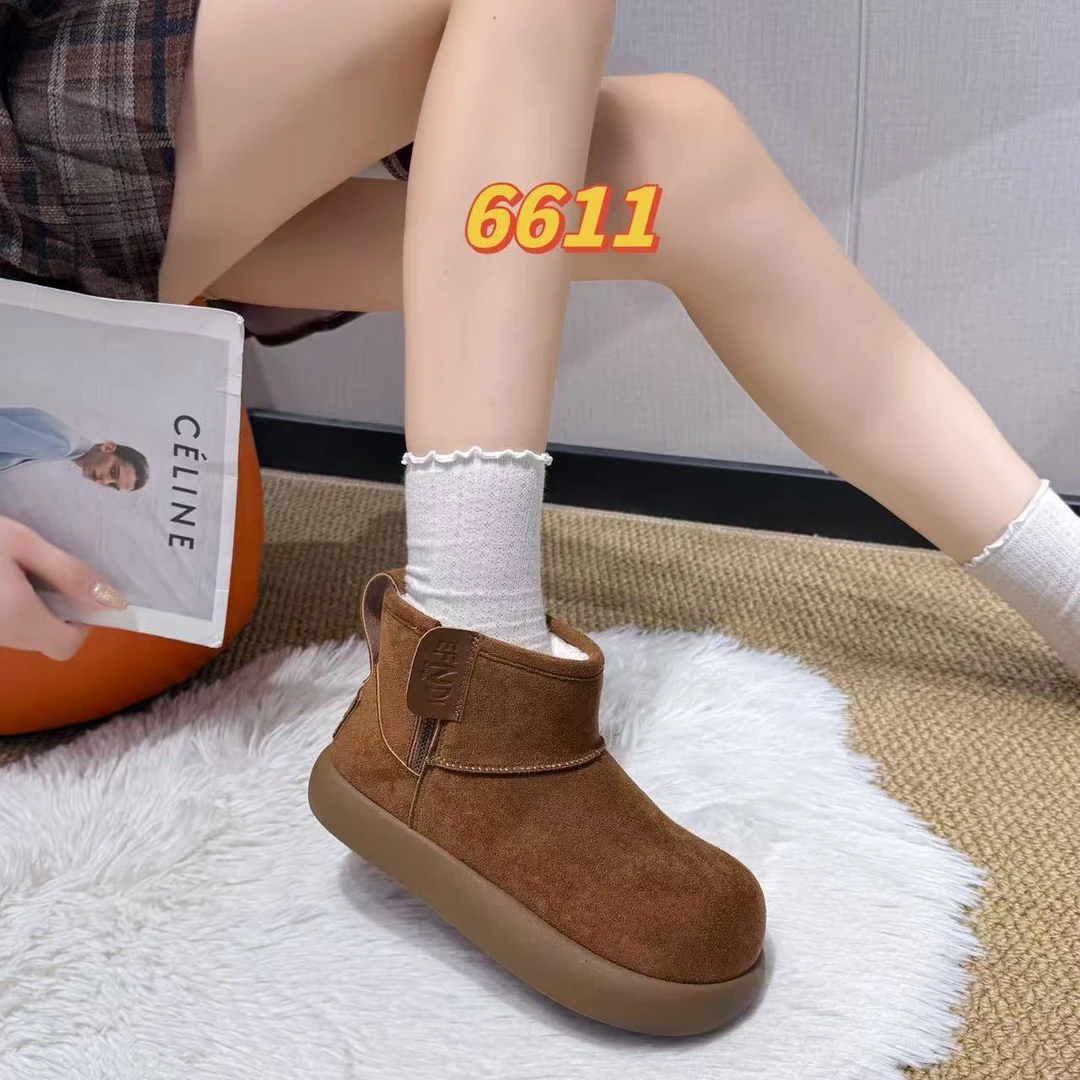 时尚6611雪地靴女士英伦风短筒雪地靴加绒棉鞋短靴雪地靴