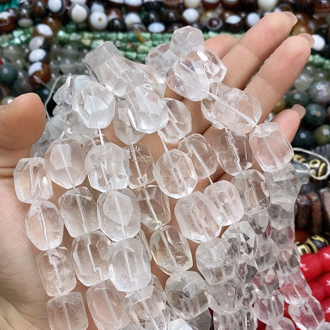 A***~玛瑙/玉髓未镶嵌珠宝半成品白水切面随行随机一条装散珠