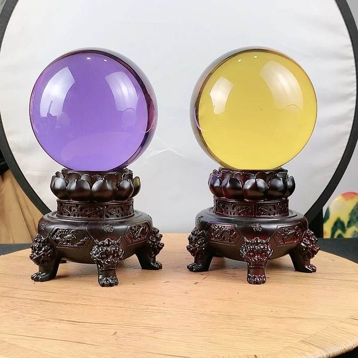 秋***叶石材水晶球摆件家居饰品