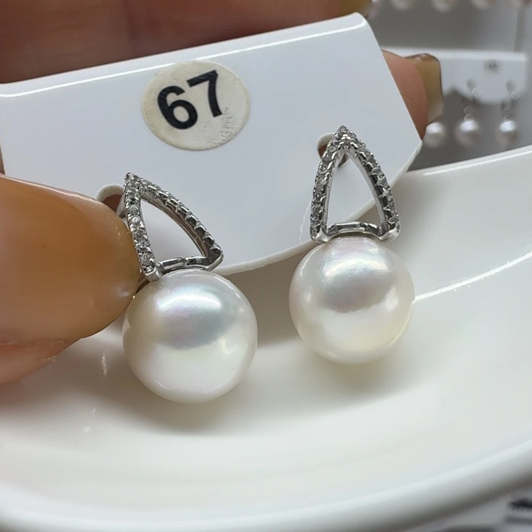 淡水珍珠银S925镶嵌耳饰珍珠