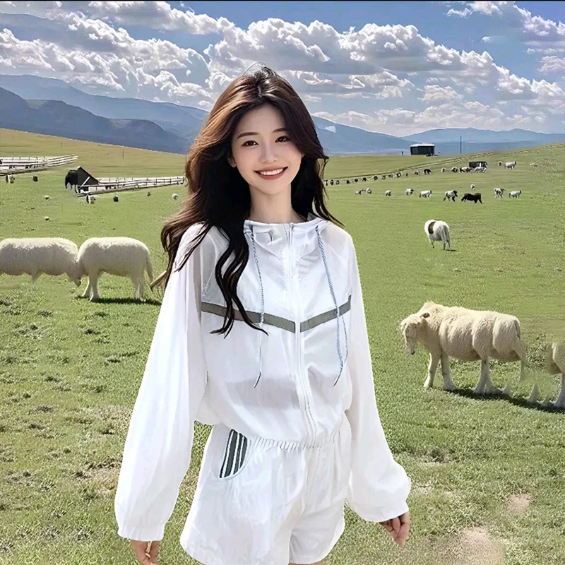 薄款防晒衫套装2025年夏季新款小个子潮流款时尚休闲短裤两件套女