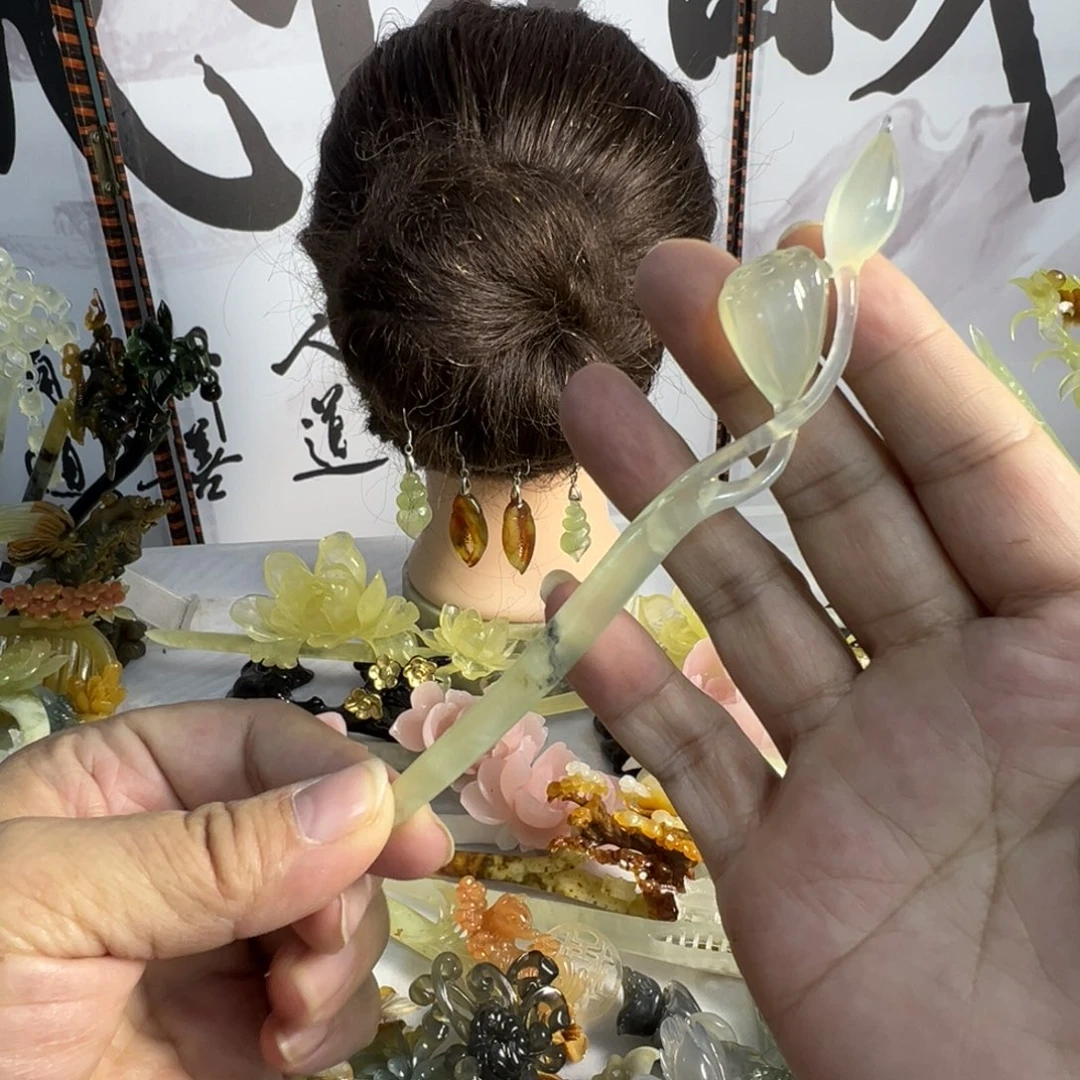 蛇纹石玉未镶嵌发饰