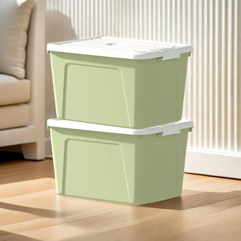 【两个装约16L】绿色塑料收纳箱装衣服整理箱办公家用储物箱011绿