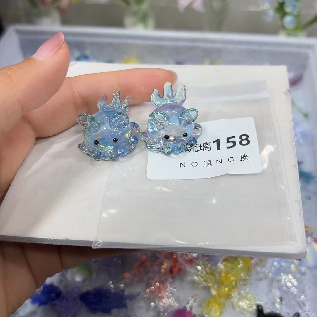 长***月琉璃158海兔蓝色两只耳钩