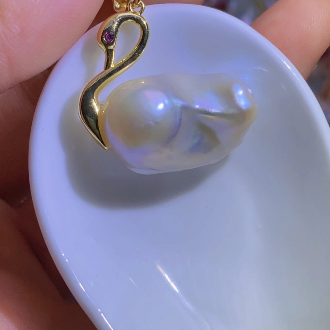 银S925镶嵌淡水珍珠微瑕