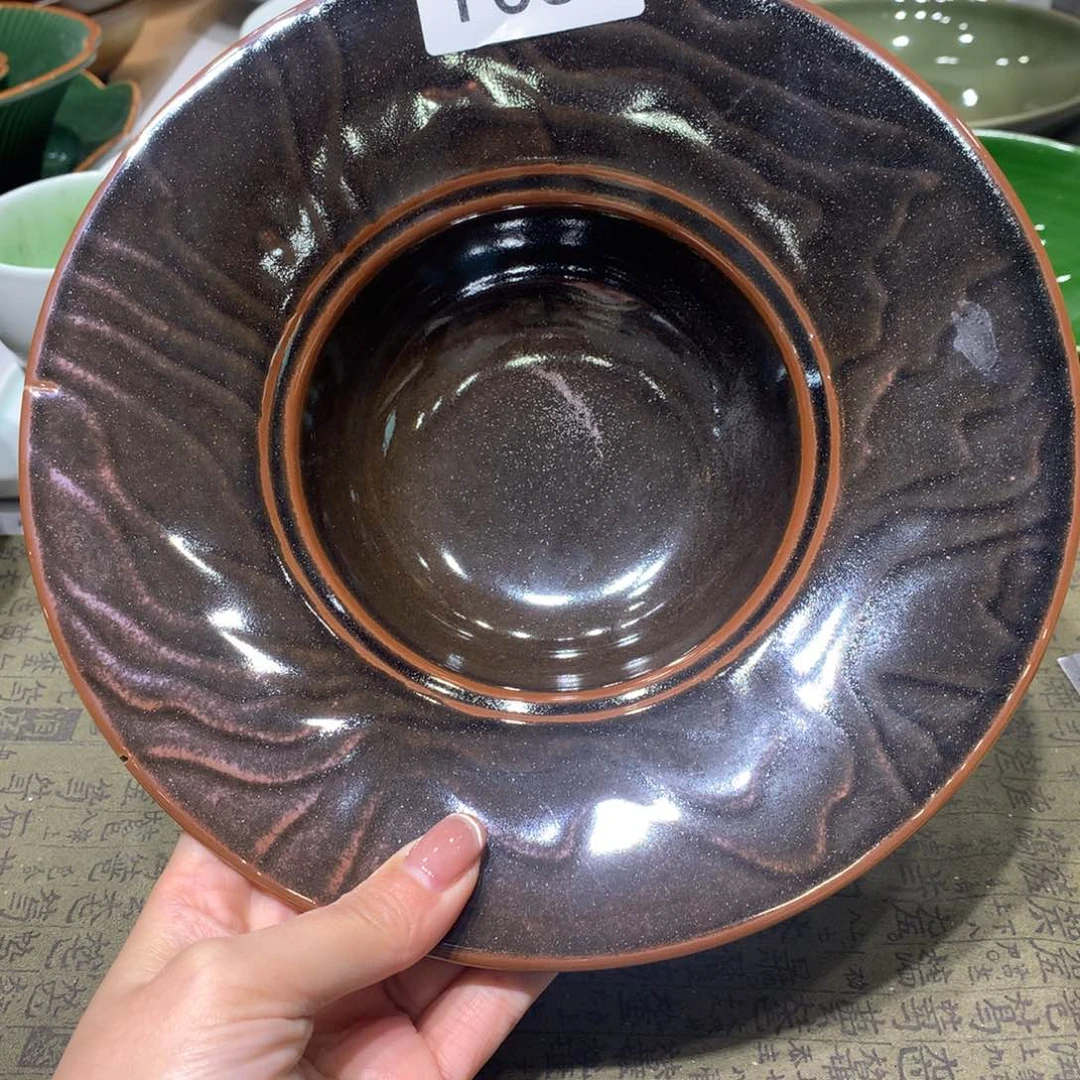 陶景德镇粗陶复古盘碗微瑕