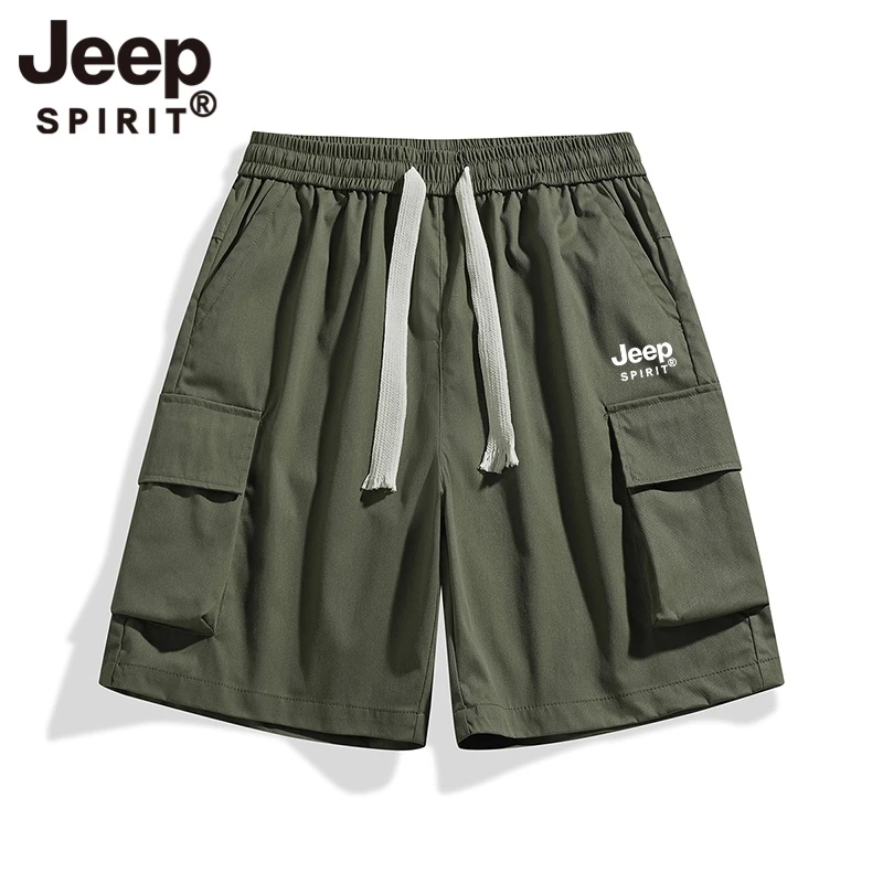 JEEP吉普五分裤男夏季薄款透气松紧腰潮流日系中裤宽松休闲短裤男