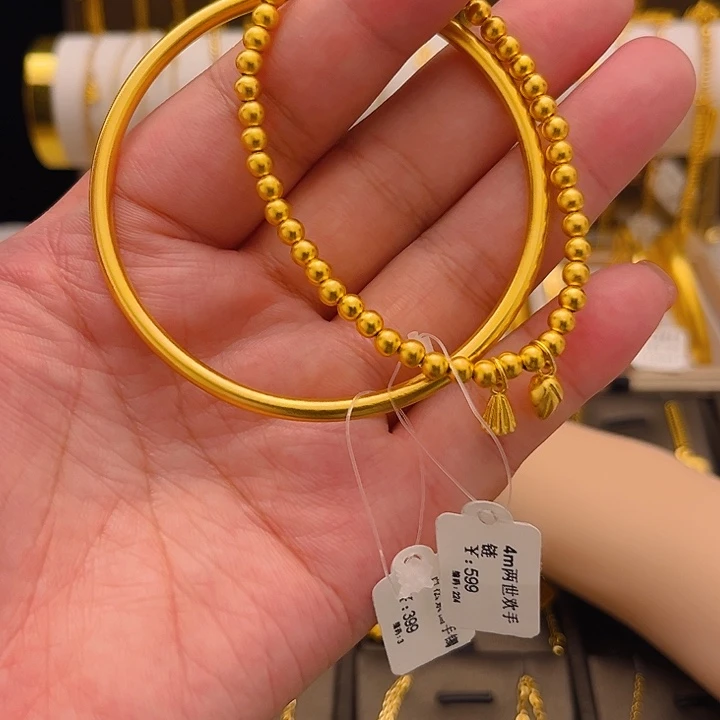 无合金磨砂素圈手镯10克64圈口，两世欢手链卡4