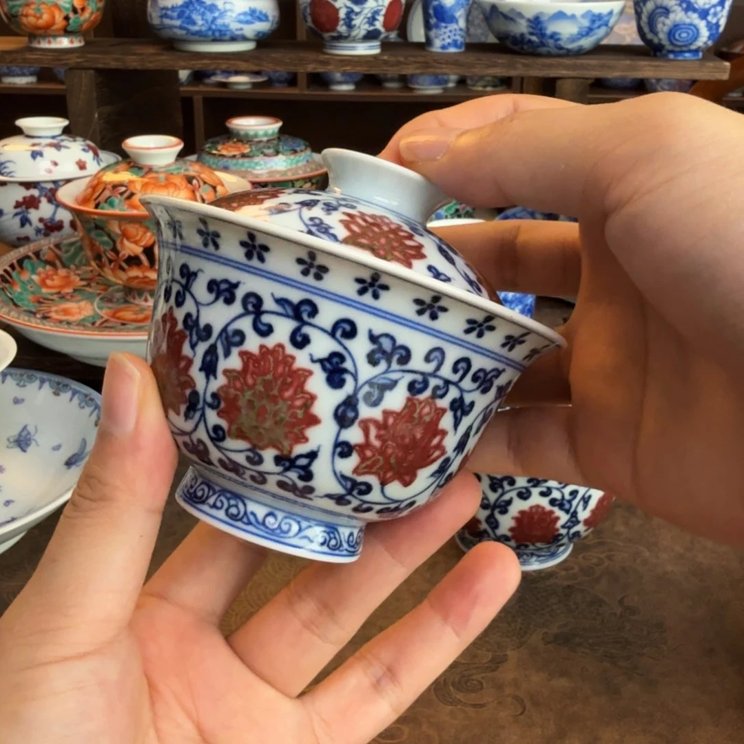 甜*纯手工手绘青花陶瓷茶具