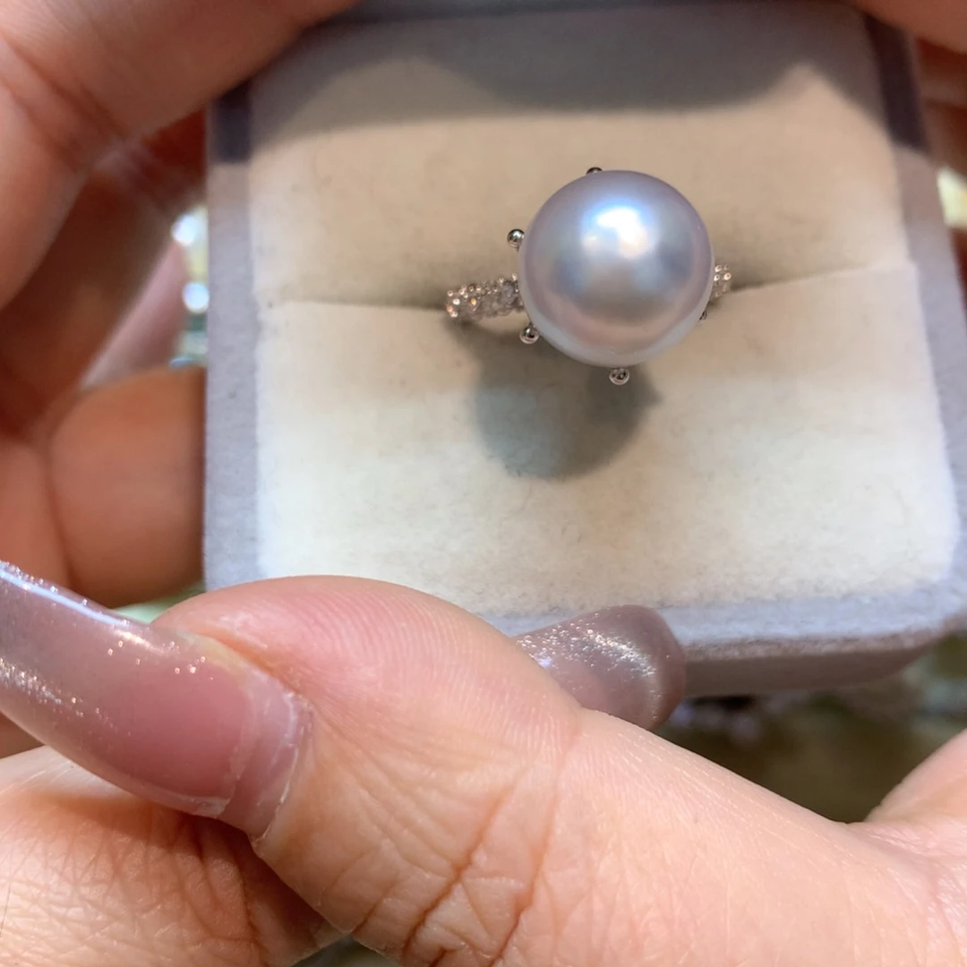 海水珍珠戒指银S925镶嵌