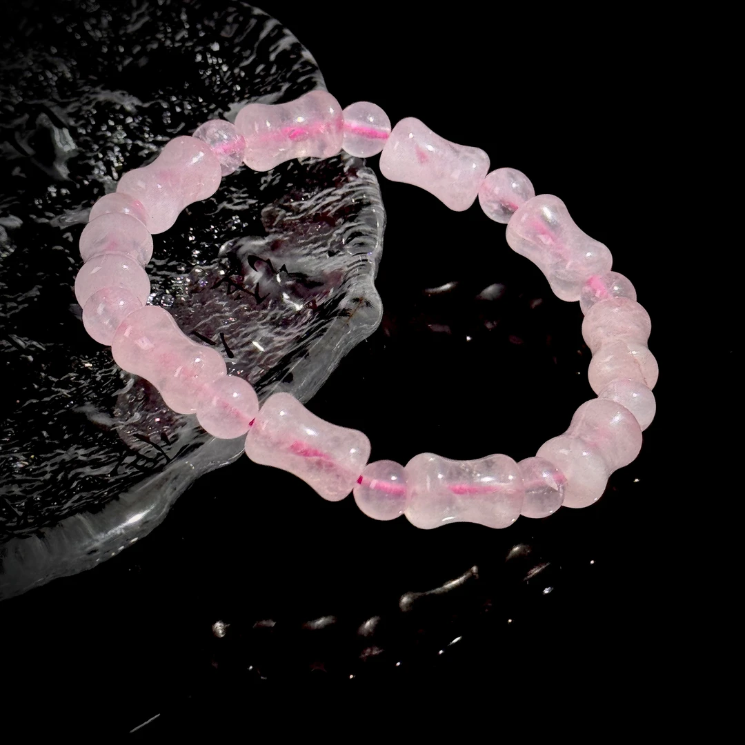 S4785【貝勒爺】粉晶竹节水晶时尚手链（多样性发其一）
