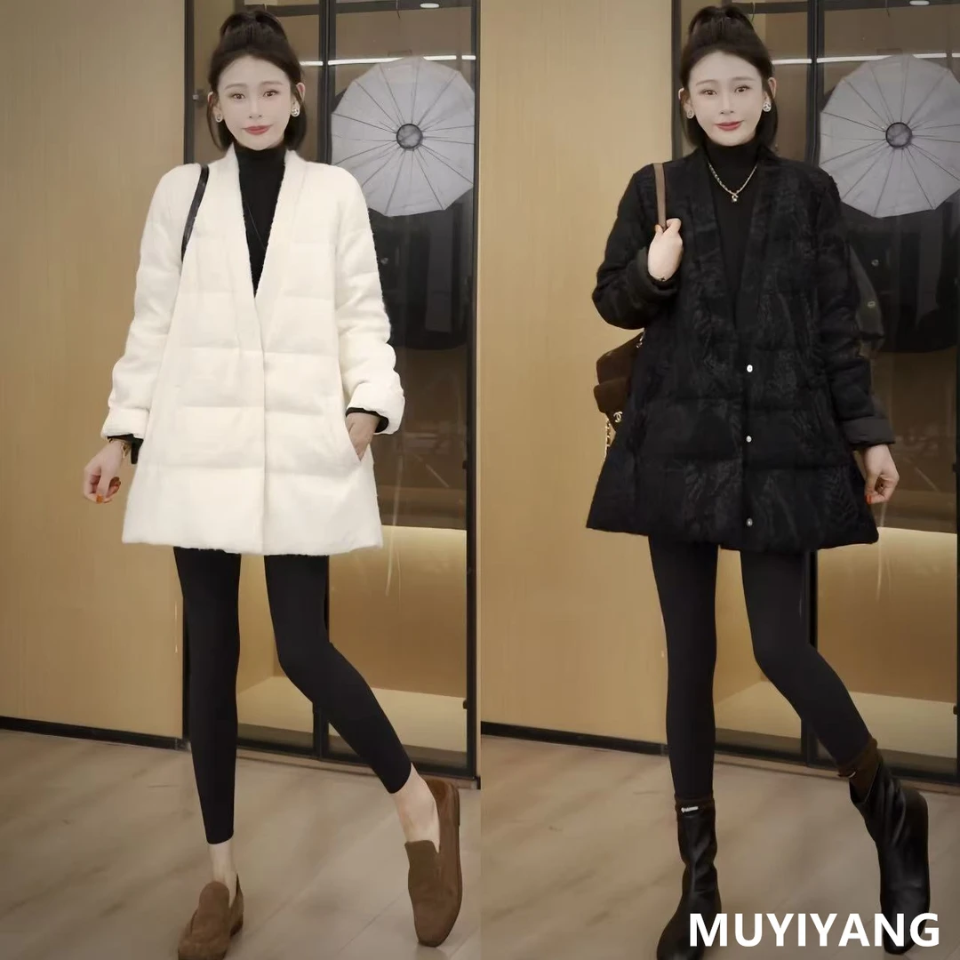 【绒镜】独特超好看环保毛90鹅绒高定版羽绒服 衣长77 25-562#