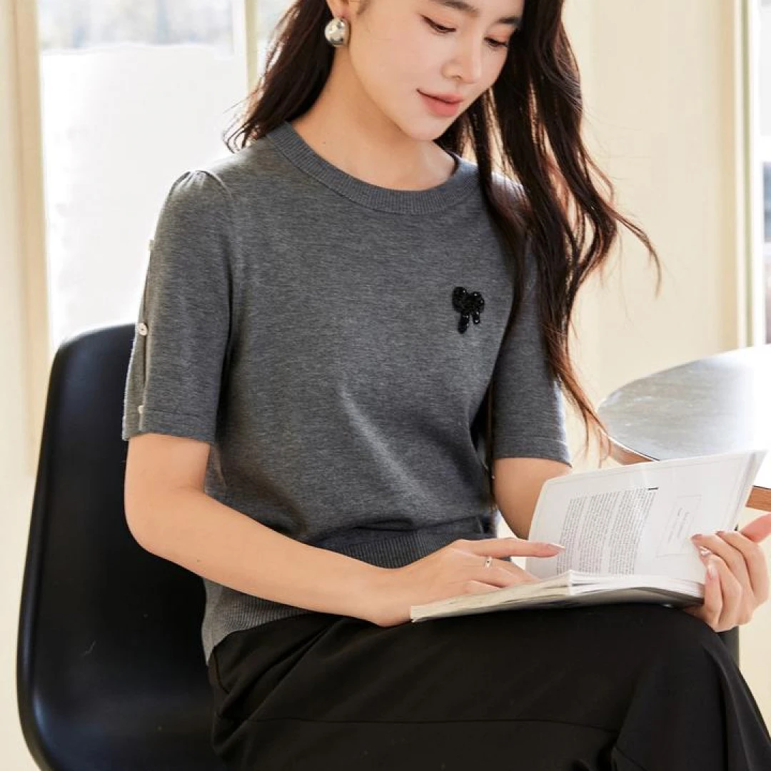 2025夏装新品谬系针织短袖