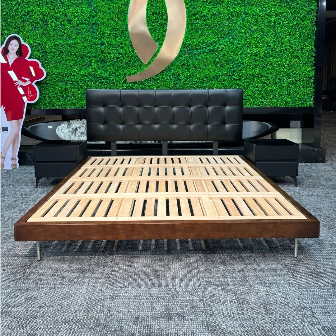 aiyi/爱意【匠工系列】F28极简悬浮1.8米主卧婚床意式齐边真皮软床