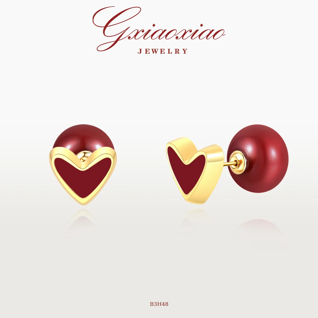 G XIAOXIAO 镀K金 【赤韵金心】时尚百搭爱心耳环 B3H48