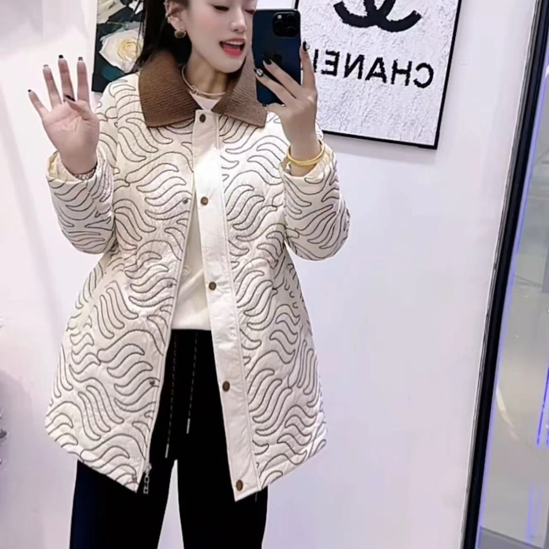 芮娜依莲1225秋冬季新款气质时尚修身显瘦中长款棉服外套