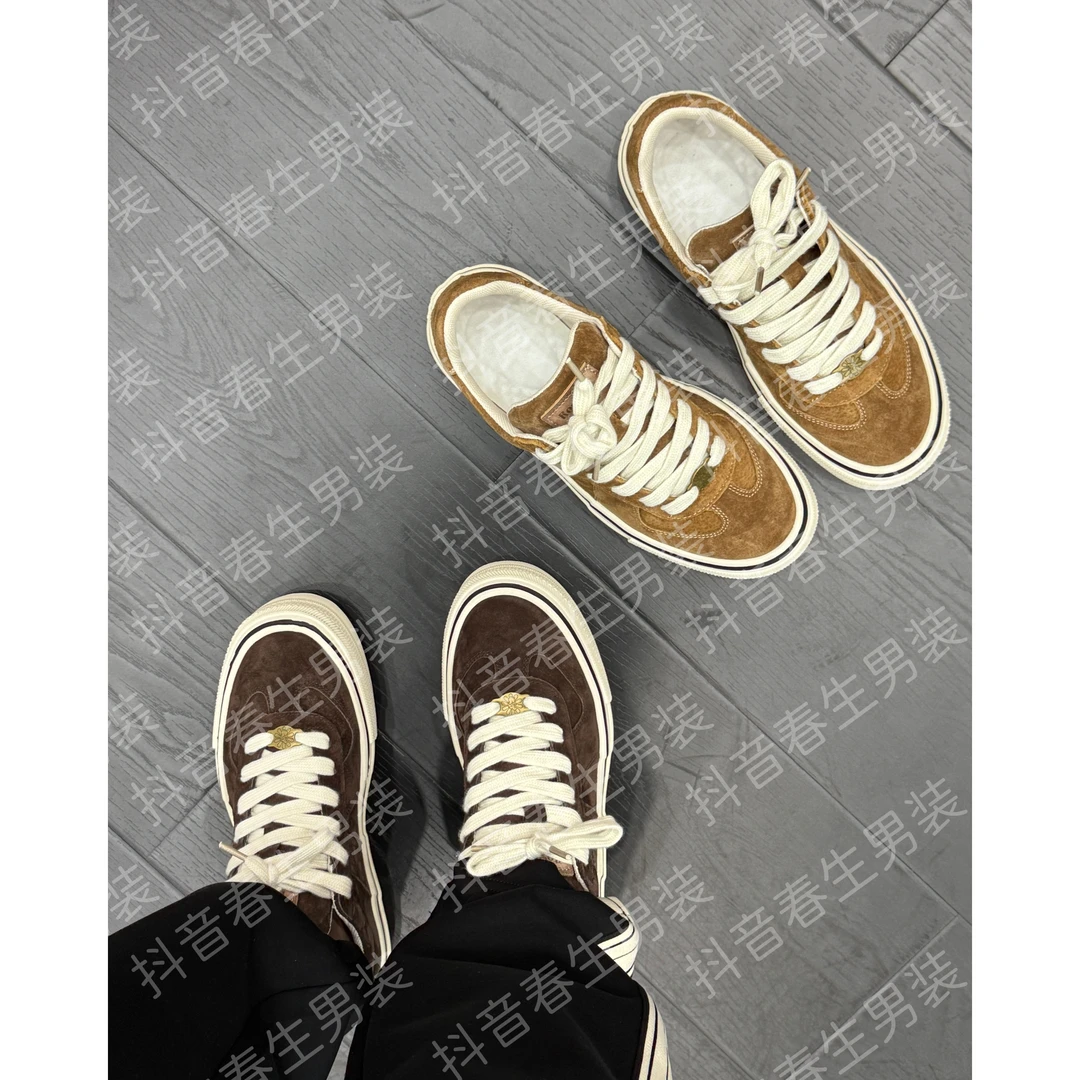 2025早秋新款时尚休闲百搭翻毛系带男士滑板鞋