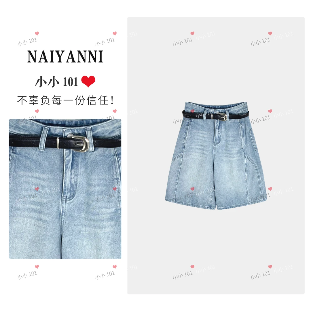 2025年夏季新款牛仔短裤女休闲显瘦宽松弯刀五分中裤时尚NADD034