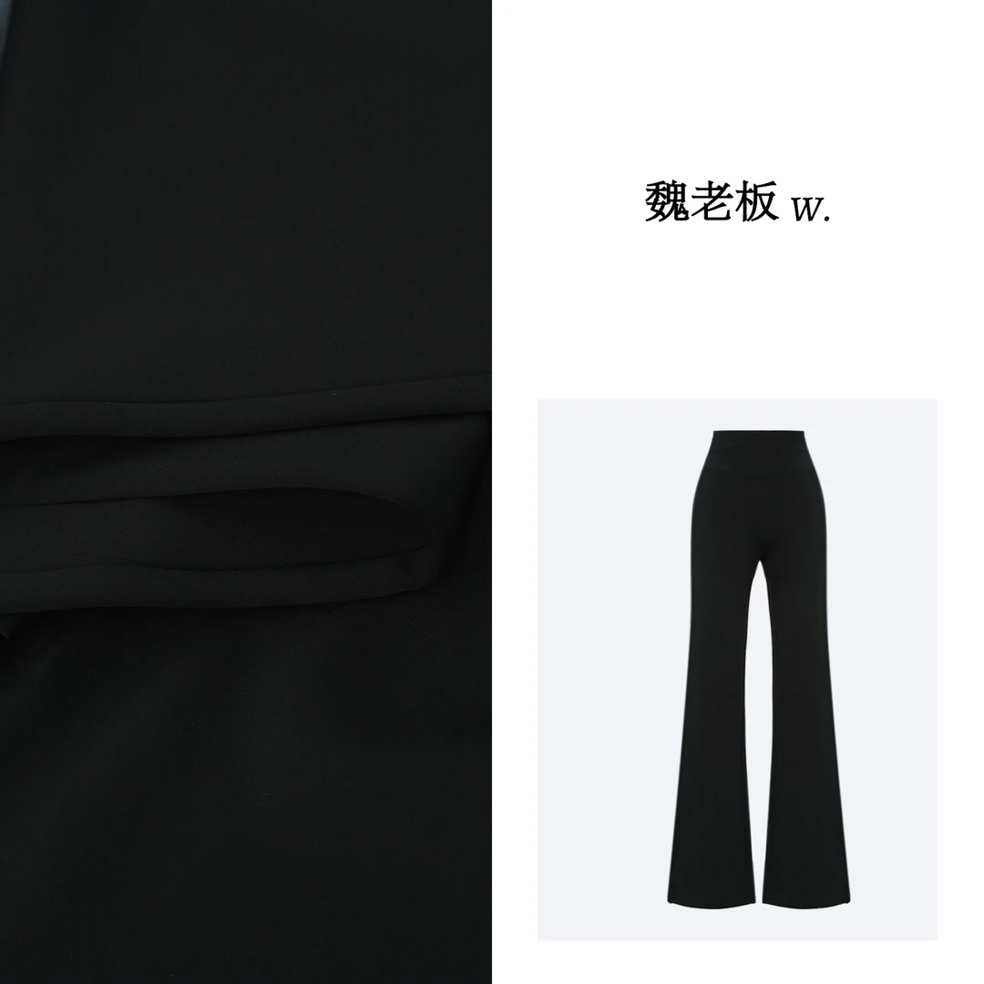 W.Diva【秀姿】黑色显瘦品质时尚修身空气层喇叭裤休闲裤51K051384