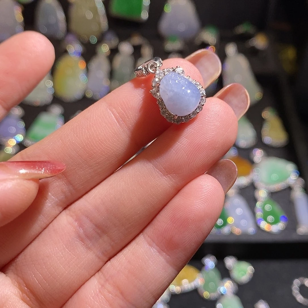 颈饰银S925镶嵌翡翠天然翡翠