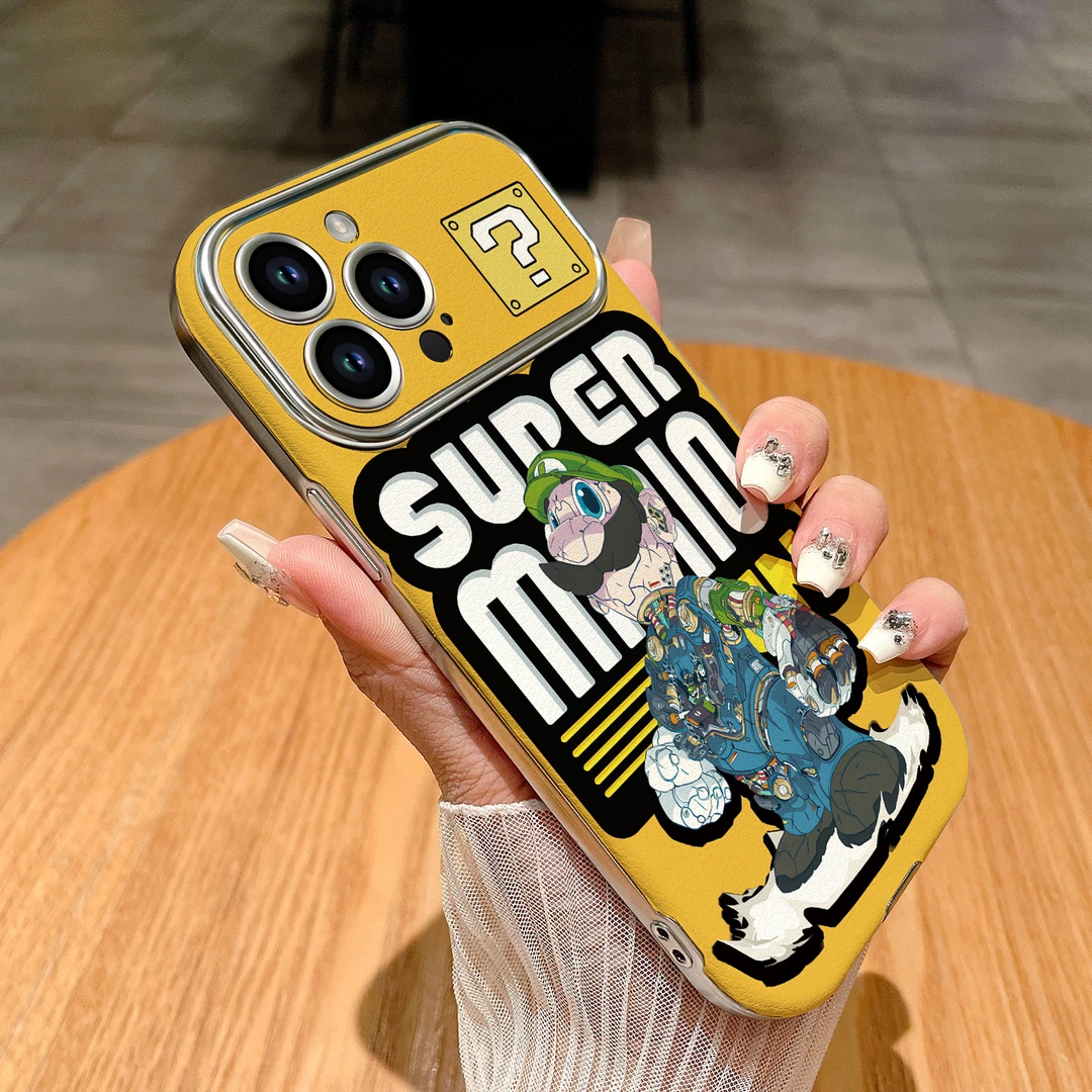 机械马里奥适用苹果17pro手机壳iPhone17新款16电镀大视窗15防摔X