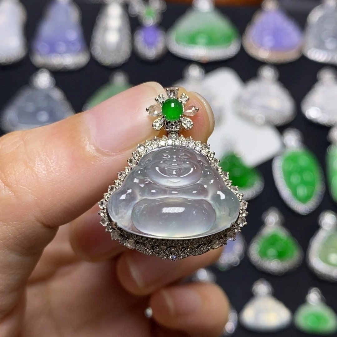 翡翠18K金镶嵌吊坠(不含链)佛