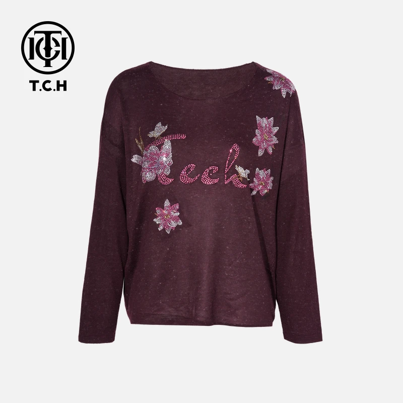 TCH私服烫钻工艺新时尚淑女百搭新潮流针织衫T75C09E1098轻奢tch