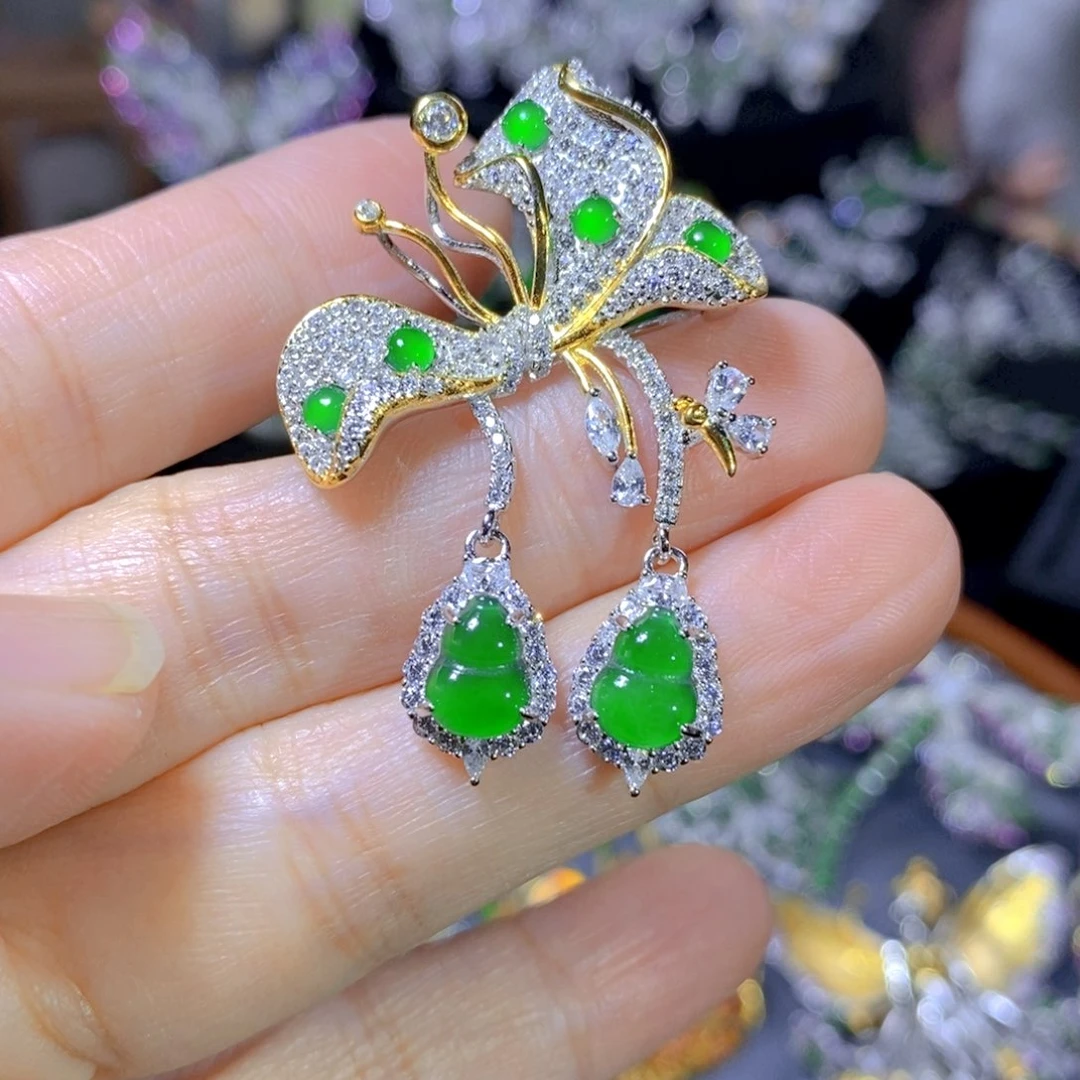 翡翠颈饰银S925镶嵌天然翡翠