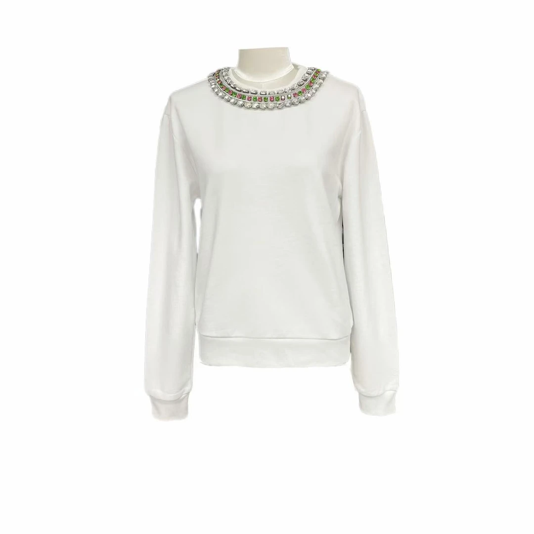 轻奢钉珠半高领纯色针织打底上衣 25A0503