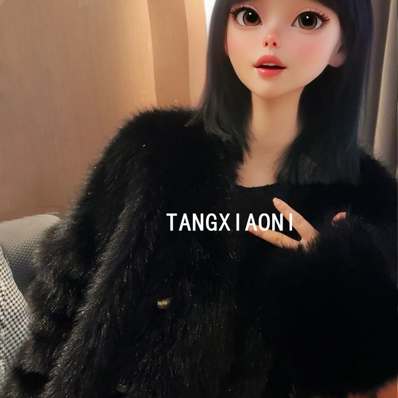 闪闪黑托 新品毛毛外套