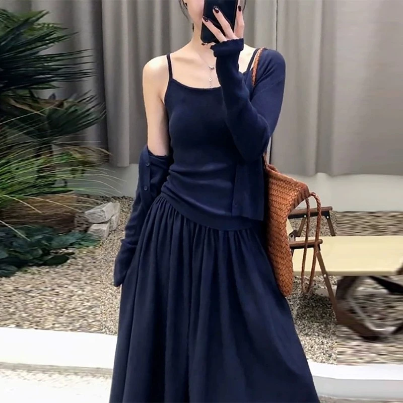 气质针织开衫外套上衣韩系搭配一整套女士春季吊带背心内搭两件套