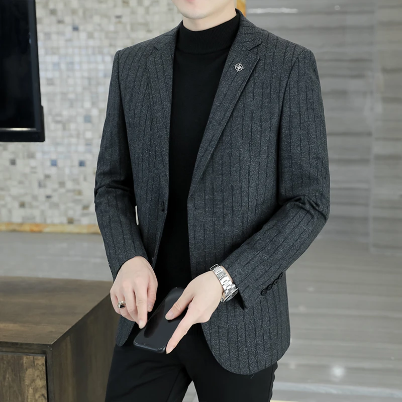 休闲西服外套男士韩版修身商务正装单西青年时尚高级感小