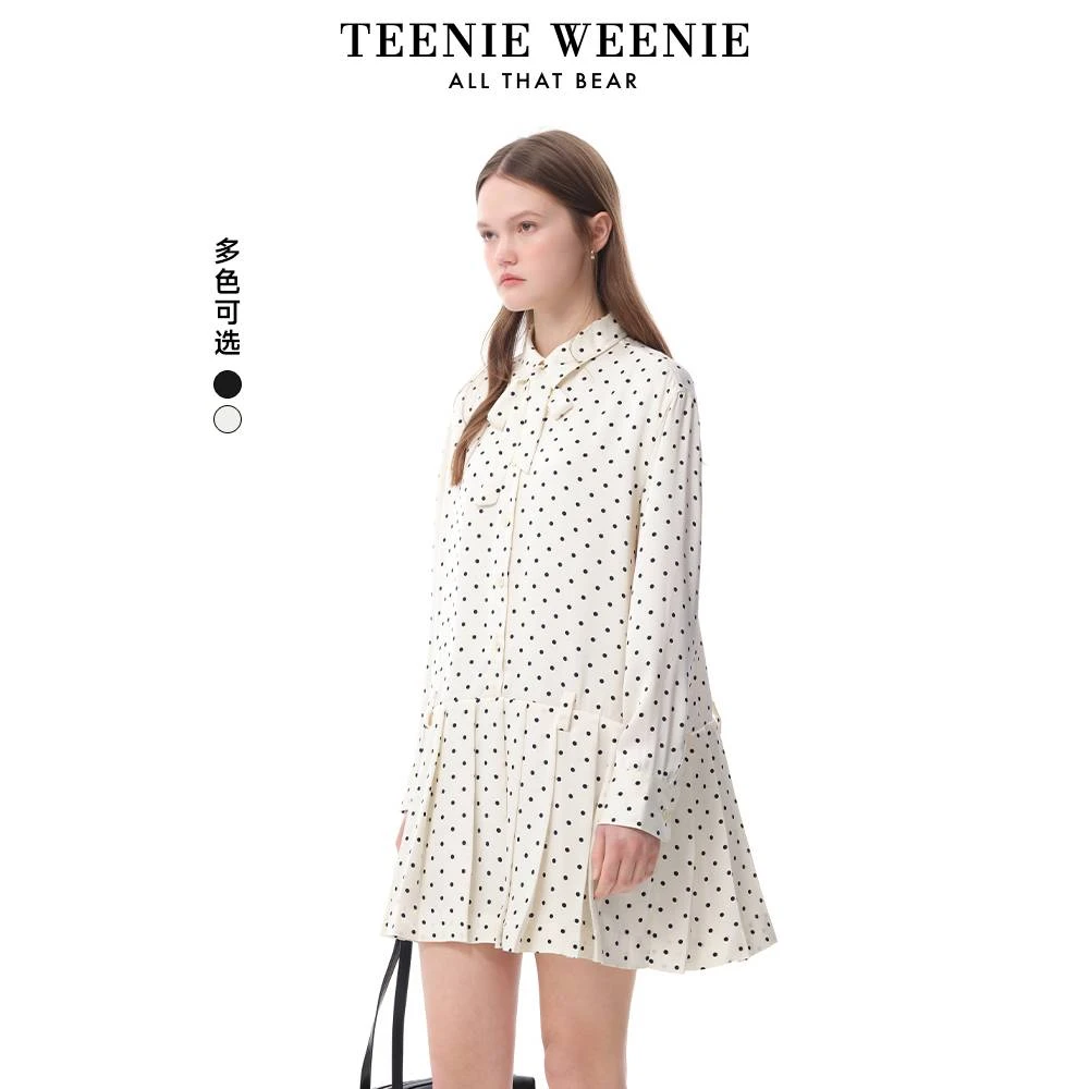 TeenieWeenie小熊女装连衣裙25年欧若风学院波点褶裙TTOW256307N