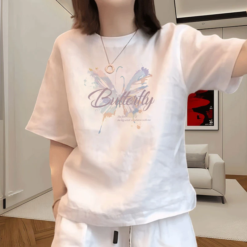 时髦宽松甜辣短袖2025新款纯棉洋气休闲上衣慵懒风夏季网红t恤女
