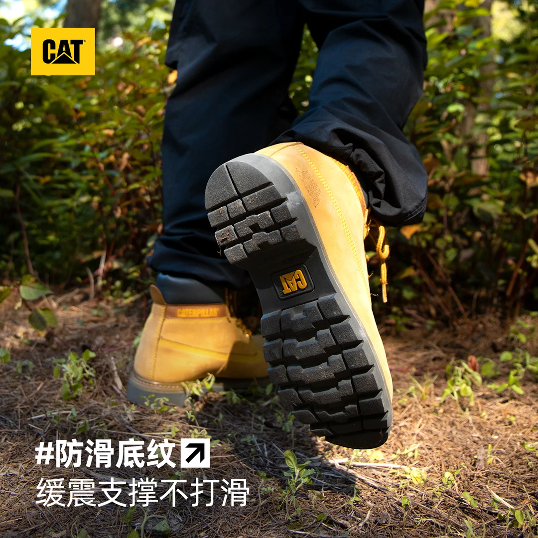 CAT卡特男士高帮大黄靴防水马丁靴女复古户外工装鞋真皮休闲秋冬S