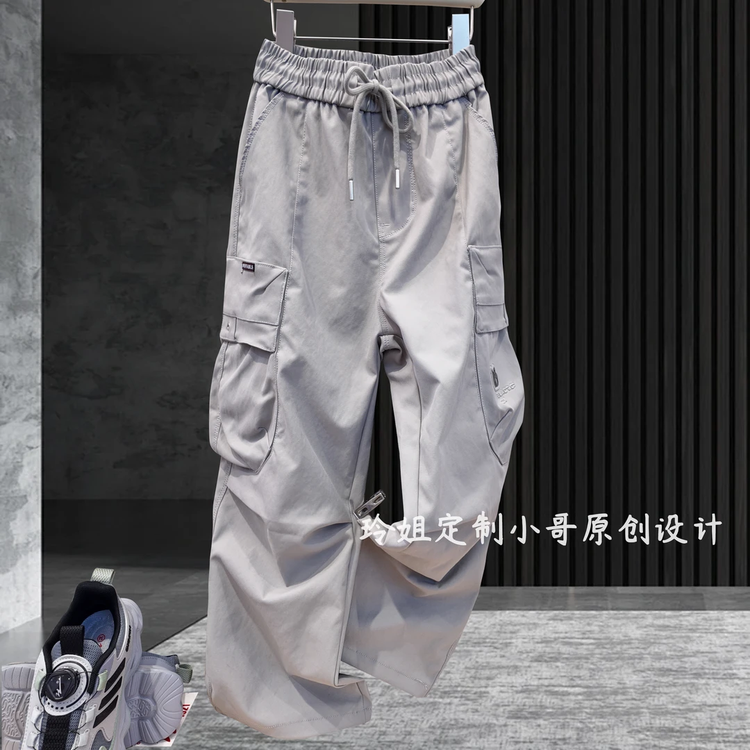 【小哥穿搭】男童潮春秋长裤休闲裤工装阔腿裤阔腿多口袋嘻哈风8610