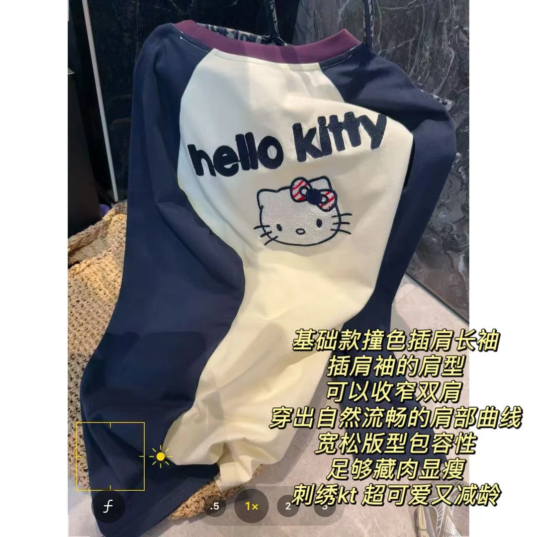 徐秋阳  刺绣猫擦肩袖  春季新款百搭时尚休闲长袖12105