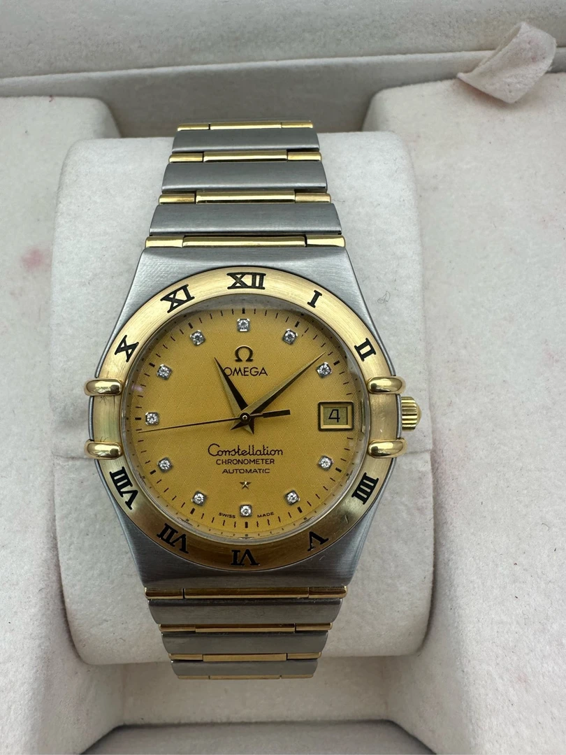 99新 Omega/欧米茄 星座系列机械表35.5mm中性设计带钻钢带腕表